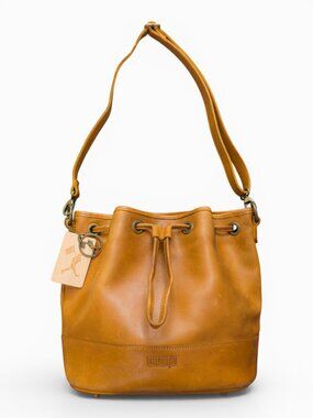 Baseballism USA Baseball Glove Leather Bucket Bag, Camel w/ Brass Hardware